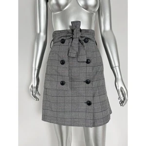 Zara Rock Damen XS Academia kariert Knopfleiste hoher Bund grau - Bild 1 von 11