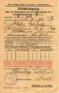 Deutschland, 1929, Vintage Quittung Karte Zertifikat (Bescheinigung / Quittungskarte) - Bild 1 von 2