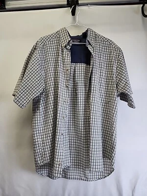 Camisa de vestir Roundtree & Yorke para hombre LG manga corta cuello camisa a cuadros Foto 1 de 4