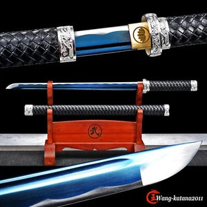74CM Ninjato Azul 1095 Acero Japonés Samurai Ninja Wakizashi Espada Recta Nueva - Imagen 1 de 12