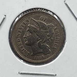 1867 3c Liberty Three Cent Nickel Coin Choice EF XF Extra Fine Circulated - Picture 1 of 3