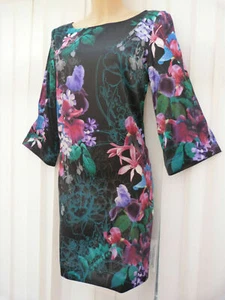 BNWT £ 109.00 Monsoon black Iris Bloom silk dress sz 10 UK - Picture 1 of 6