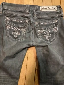 Rock Revival Jeans Boris Crop Rock Country Western gray sz 25 - Picture 1 of 8