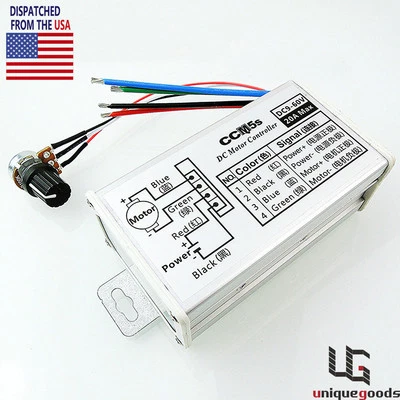 New Max 20A PWM DC Motor Stepless Variable Speed Switch Controller 12V 24V 60V - Image 1 of 3