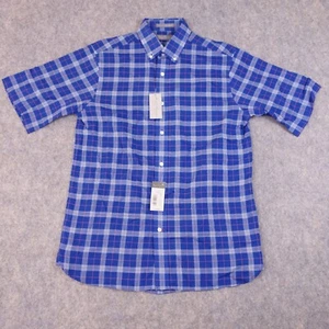 Daniel Cremieux Button Up Shirt Medium Blue Plaid Signature Tencel Linen Blend - Picture 1 of 8