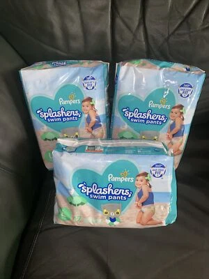 3 paquetes de pañales de natación Pampers Splashers talla L grande 31 libras 17 unidades 51 en total Foto 1 de 3