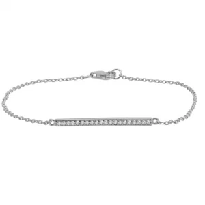 Cubic Zirconia Bar 7" Bracelet in Sterling Silver brand new - Picture 1 of 2