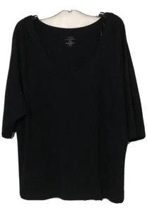 Venezia Black V-Neck Long Sleeve Top Blouse Casual Shirt Women's - Picture 1 of 3
