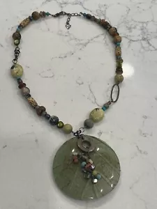 SILPADA Kabkaban Wood Leaf Green Necklace 925 Sterling Silver Beaded Chain 20” - Picture 1 of 14