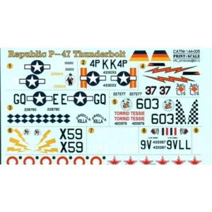 Print Scale 144-005 Waterslide Decal for airplane 1:144 Republic P47 Thunderbolt - Picture 1 of 24