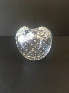 Art Glass Clear Hand Blown Bullicante Controlled Bubbles Vase Polished bottom - Picture 1 of 9