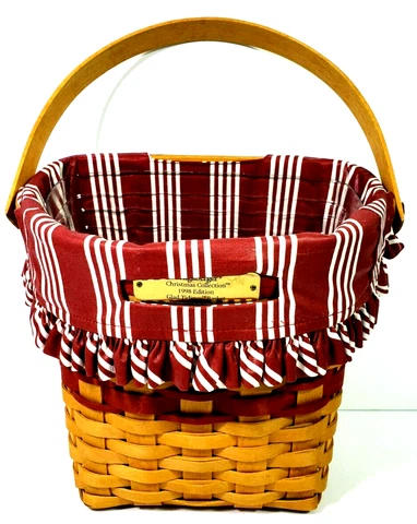 Longaberger Med Red Glad Tidings Hanging Basket Set 1998 Christmas Collection Cover