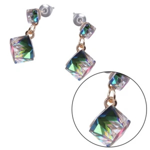 1 Pair Zircon Ear Stud Colorful Earrings Women Ear Dangle Elegant Earbob Jewelry - Picture 1 of 11