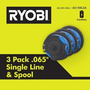 Ryobi ONE+ AC14RL3A .065 Line and Spool Replacement for Ryobi 18V, 24V, and 40V
