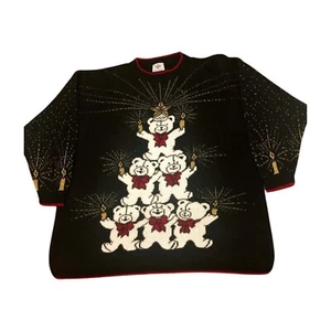 Vintage Nutcracker Brand Christmas Sweater Size 24 Teddy Bears made in USA - Picture 1 of 8
