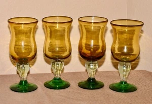 4 - Cocktailkelche Made in Mexico mundgeblasen Braunglas Bargeschirr, Stielgläser - Bild 1 von 9