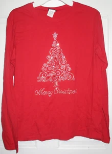 New A Wish By Toni Merry Christmas Tree Rhinestone Top Shirt Size 18 Girls NWOT - Picture 1 of 5