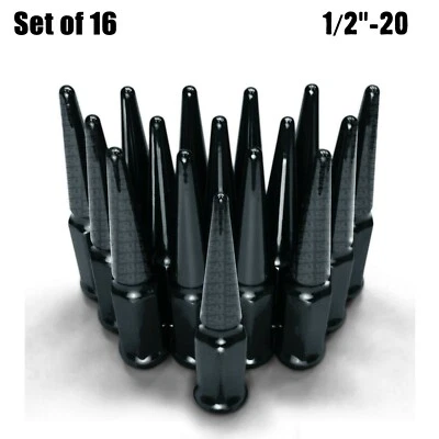 Spike Lug Nuts 1/2-20 Tapered Club Car EZGO Golf Cart 4 Lug Fox Body Ford Black - Image 1 of 4