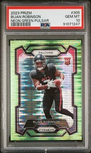 Bijan Robinson RC 2023 Prizm Neon Green Pulsar #305 PSA 10 Falcons - Picture 1 of 2