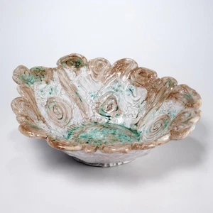 Lee Studio Pottery Green White Coil Swirl Large Centerpiece Bowl 1982 Iris Apfel - Picture 1 of 5