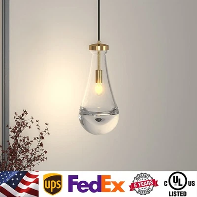 1 Light Gold Raindrop Pendant Lights Kitchen island Chandelier Ceiling Fixtures - Image 1 of 4