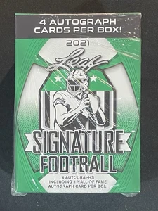 2021 Leaf Signature Football Factory Sealed Blaster Box 4 Autographs! 1 HOF Auto - Picture 1 of 5