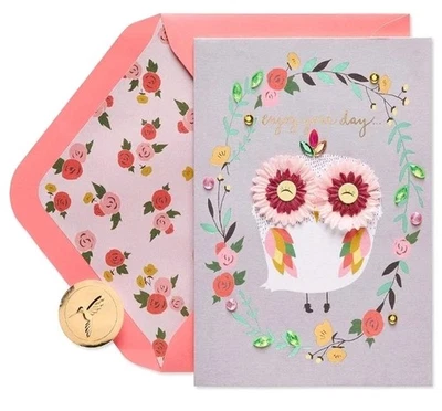 Papyrus Happy Birthday Card 3D Owl 🦉 "you deserve every happy moment..." - Image 1 of 4