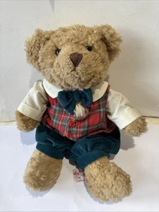 Vintage Large Russ Barnaby Teddy Bear Plush Soft Toy, 12” Green Bow tie Shorts - Picture 1 of 6