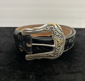 Tony Lama Herren 40 Schwarz Westerly Ride Tooled Rodeo Cowboy Western Gürtel - Bild 1 von 5