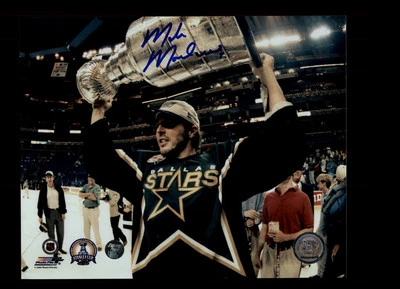 Mike Modano Signed Dallas Stars 8x10 Photo Autograph Stanley Cup Frozen Pond COA - Image 1 of 2