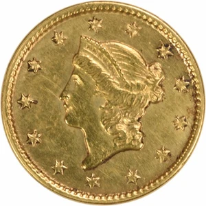 Oro 1851 $1 tipo 1 AU (soldadura en reverso) sin certificación #1047 - Imagen 1 de 2