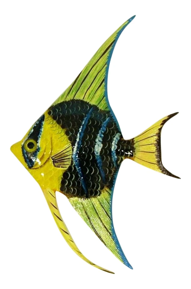 Decoración de baño de pared de pez ángel verde amarillo brillante tropical Foto 1 de 1