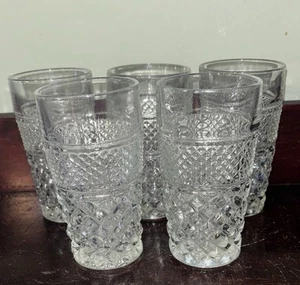 Juego vintage de 5 10 oz. Vasos transparentes de 5,5" de alto diamante MCM - Imagen 1 de 6