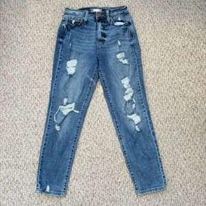 SO High Waisted Distressed Mom Jeans Vintage Style Casual Denim - Bild 1 von 10