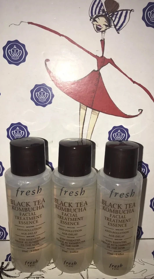 3X Fresh Black Tea Kombucha Facial Treatment Essence Mini .6oz/20ml Each Lot  - Image 1 of 4