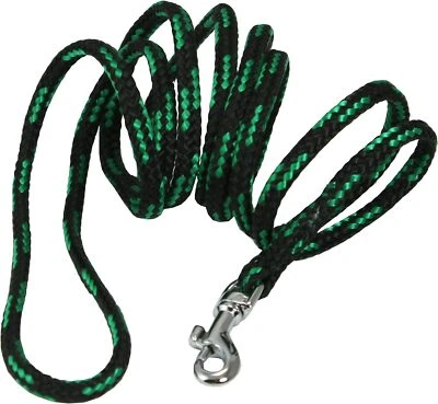 Dogs My Love 6ft Long Braided Rope Dog Leash Green with Black 6 Sizes - Image 1 of 4