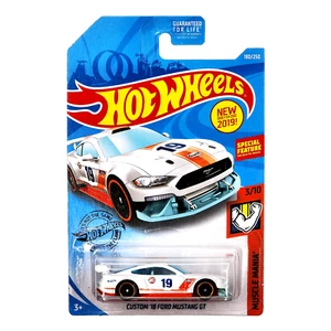 HOT WHEELS Custom '18 Ford Mustang GT White Car HW Muscle Mania Gulf FYF87 2019 - Picture 1 of 2