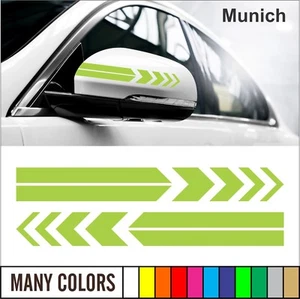 Set of 2 Car Side Mirror Auto SUV Vinyl Stripe Sticker Decal Munich Style  - Picture 1 of 15