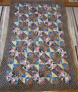 New USA Made Twin/Lap Size Quilt -Hourglass Patchwork- 50" x 72" Antique Top - Picture 1 of 5