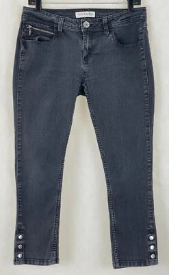 Pantalones de mezclilla GUESS para mujer talla 30 (32x23 real) negros ajustados tobillos bajos Ri a presión Foto 1 de 4
