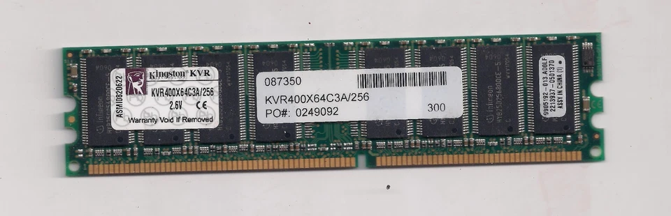 Kingston 256 MB DIMM 400 MHz DDR Memory (KVR400X64C3A/256) - Image 1 of 1