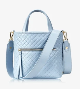 GiGi New York Billie Umhängetasche Leder Italienisch Gewebt Prägung Hellblau Neu mit Etikett - Bild 1 von 6