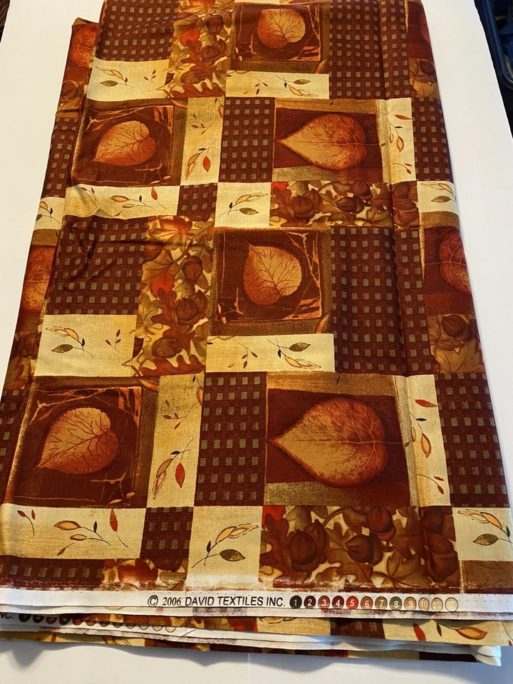 David Textiles 2006 Fall Fabric Red Gold Leaves 3 Yards - Image 1 of 4