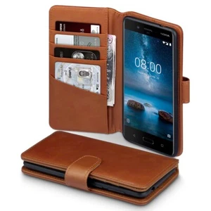SONY XPERIA XA1 PLUS GENUINE Leather Book CASE Wallet Tan cover - Picture 1 of 8