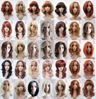 studio7-uk Blonde Auburn Wavy Curly Straight Medium Length Synthetic Full Wig 