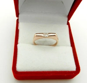 Elegant Stackable Solid 14k Rose Gold Princess Cut Natural Diamond Ring size 5 - Picture 1 of 7
