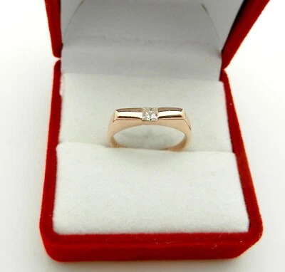 Elegant Stackable Solid 14k Rose Gold Princess Cut Natural Diamond Ring size 5 - Image 1 of 4