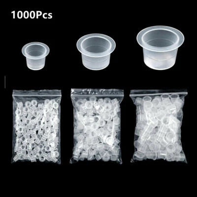 BIOMASER 1000Pcs Ink Cups Pigment Tattoo Ink Cup Plastic Pigment Holder Caps Disposable
