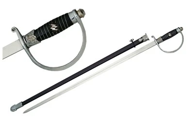 37" German Dress Officer Sword With Scabbard Stainless Steel Fixed Blade - Image 1 of 4