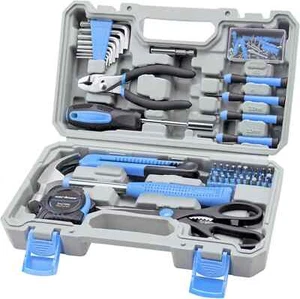 CARTMAN Tool Set Kit di attrezzi manuali generali con cassetta degli attrezzi in plastica custodia blu - Foto 1 di 7